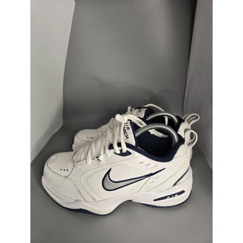 Nike Air Monarch IV White Navy Silver Mens Size 6.5 W 416355-102 Cross Trainer
